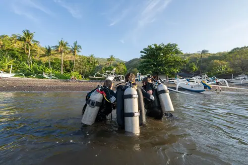 Exit from the water at Jemeluk Bay
